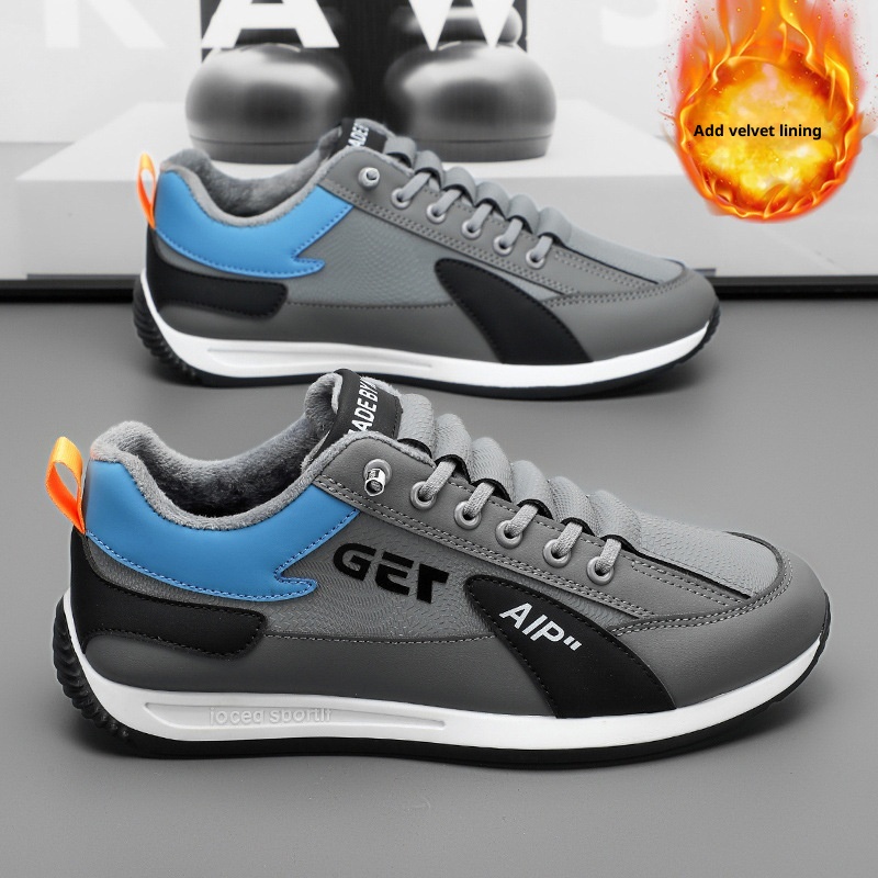 ActiveGo Cotton Autumn Winter Fleece Lined Warm Cold-Resistant Snow Boots Men's Sports Casual Thick-Soled White Trendy Shoes_voghion.com