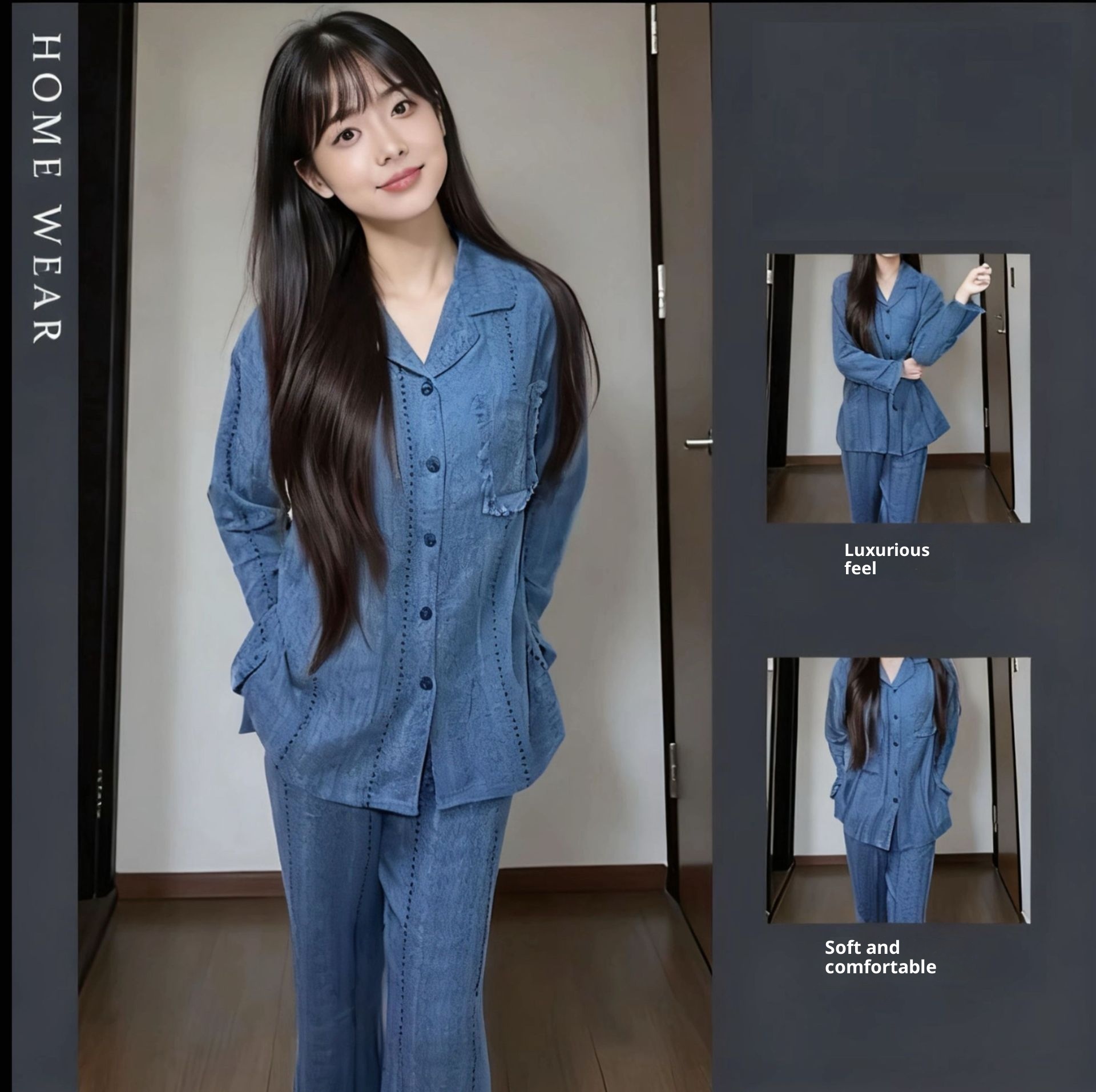 ChicShe Women's Pajamas Spring And Autumn Long Sleeve High-end Gauze Old Money Style With Chest Pads Wearable Fashion Homewear_voghion.com