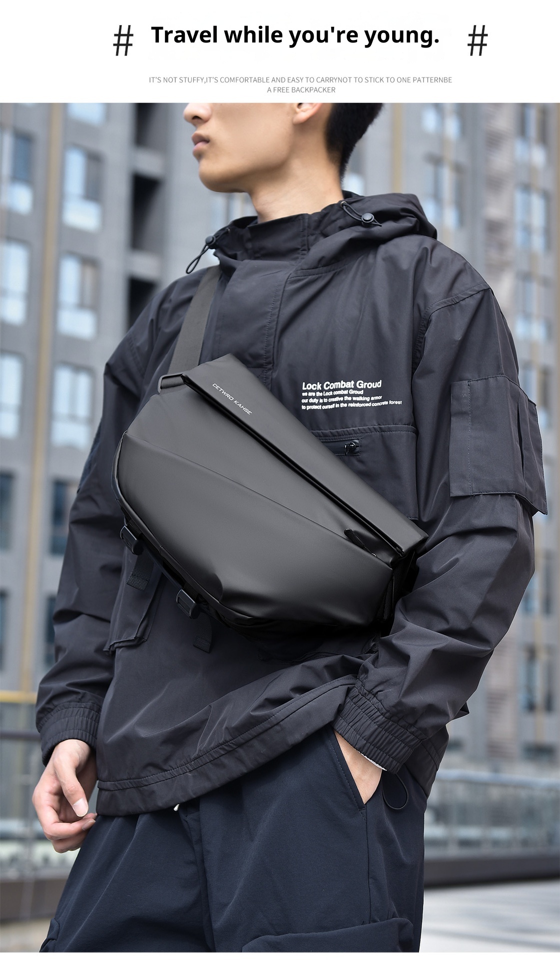 001 Crossbody Sports Functional Chest Workwear Trendy Brand Cycling Messenger Shoulder Bag Men's Backpack_voghion.com