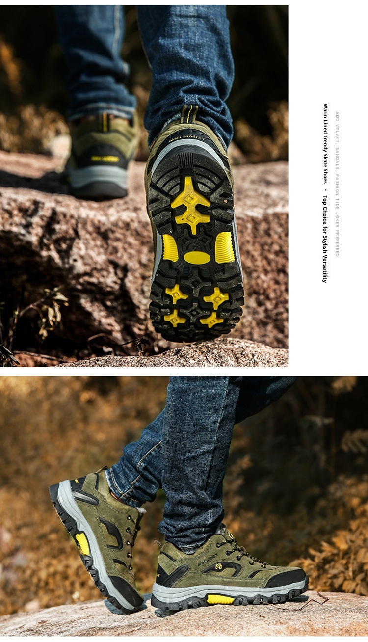 Scarpe da trekking basse da uomo ActiveGo Outdoor, calde, autunnali e invernali, antiscivolo, foderate in pile_voghion.com