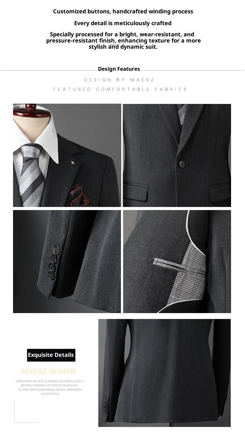 boy Casual Set Men Groom Wedding Business Slim Fit Suit For Work Interview Professional Formal Wear Men's Clothing_voghion.com