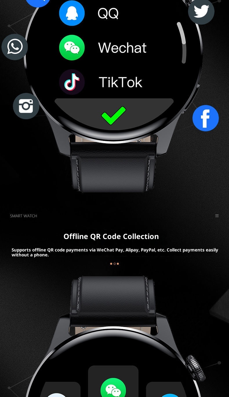 Smart Wach Uomini e donne Blueooh Chiama Tecnologia nera Trasmette Ascolta Rae Misurazione della pressione sanguigna Sport_voghion.com