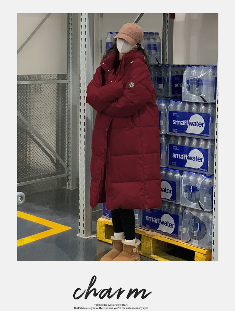 Doudoune longue ChicShe en coton pour femme, arrivant au-dessus du genou, extra longue, collection hiver 2023, manteau épais et ample pour couple_voghion.com