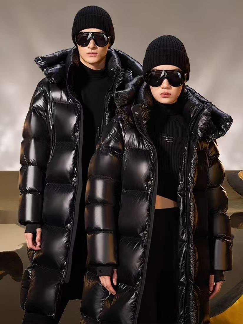 ChicShe Diamond Down Jacket With Graphene Heating Warrior Black Gold Long Cotton Coat Thickened European Goods Export_voghion.com