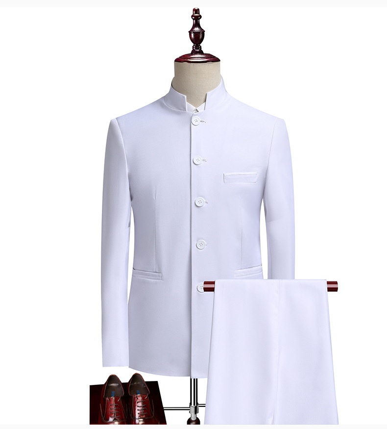 Ensemble de costume traditionnel pour garçon, tenue de cérémonie, col montant, coupe ajustée, style chinois, pour chorale, homme._voghion.com