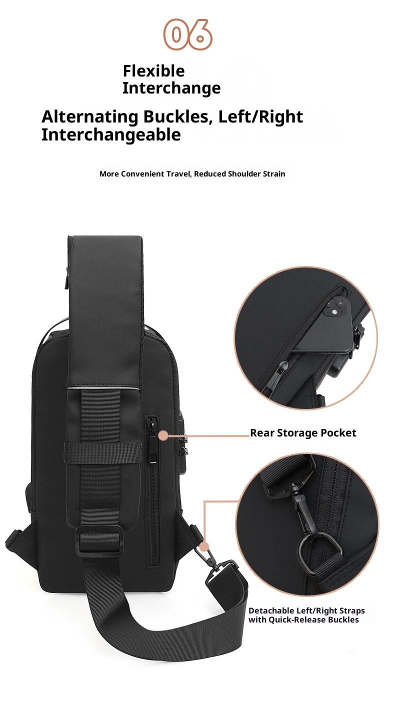 001 Erkek Göğüs Çantası, Şifreli Kilit, Hırsızlığa Karşı Dayanıklı Bisiklet, Günlük Açık Hava Koşu Seyahat Bel Çantası, Tek Omuz_voghion.com