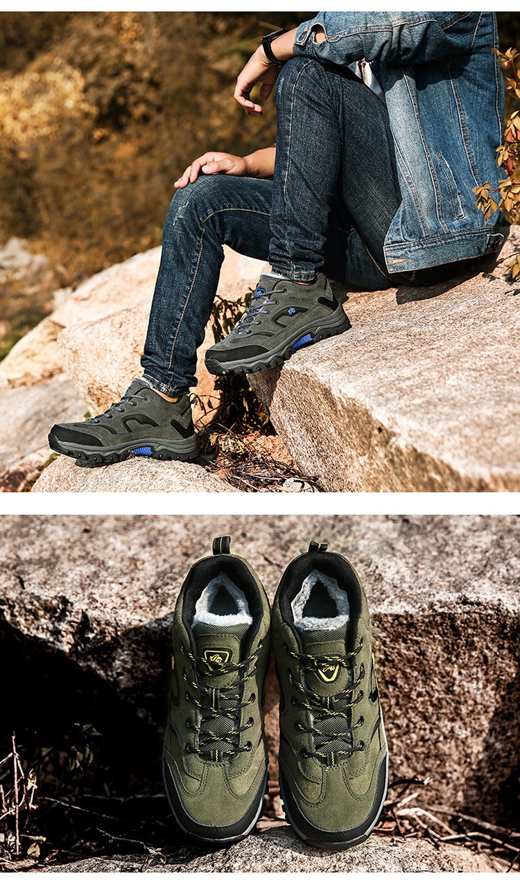 Scarpe da trekking basse da uomo ActiveGo Outdoor, calde, autunnali e invernali, antiscivolo, foderate in pile_voghion.com