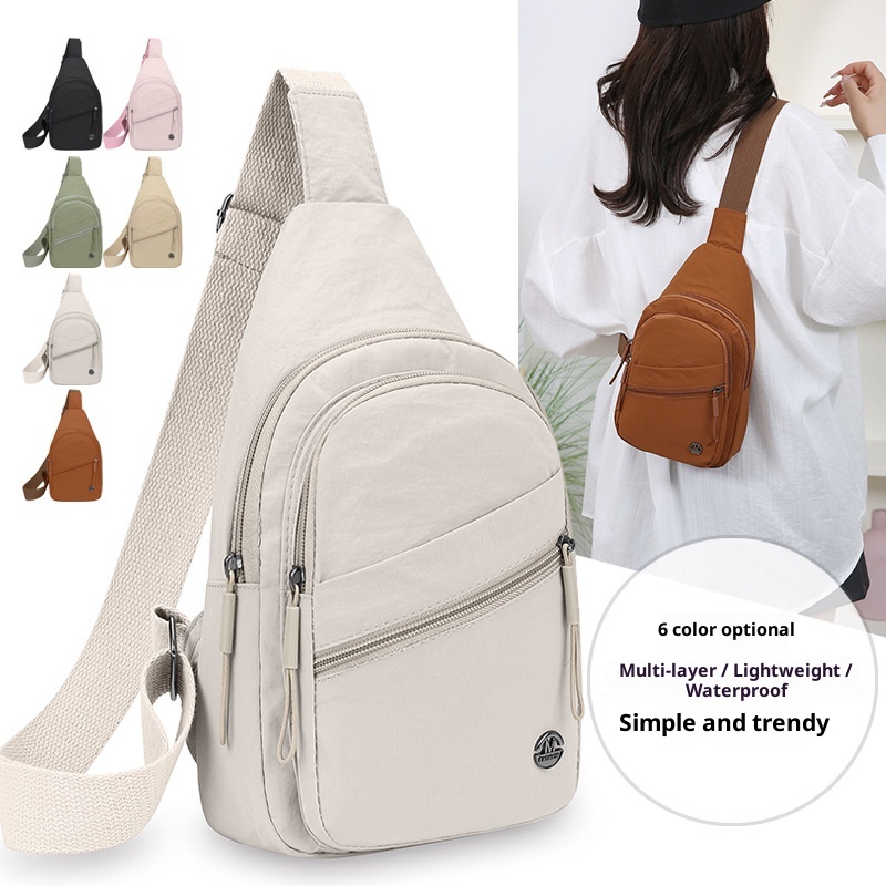 001 Japanese Style Simple Women's Chest Large Capacity Solid Color Casual Shoulder Multi-Compartment Versatile Outdoor_voghion.com