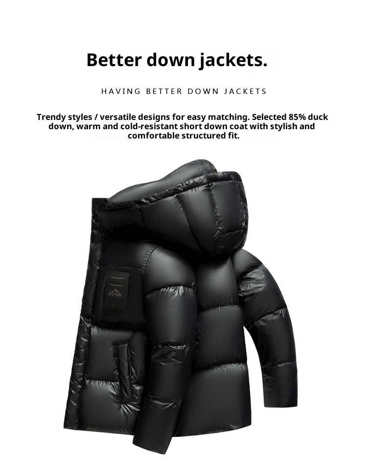 ChicShe Minus 40 Grad Nordosten Schwarz Gold Paar Daunenjacke Unisex Warm Kapuze Extrem Kalt Lang und Kurz Modischer Mantel_voghion.com