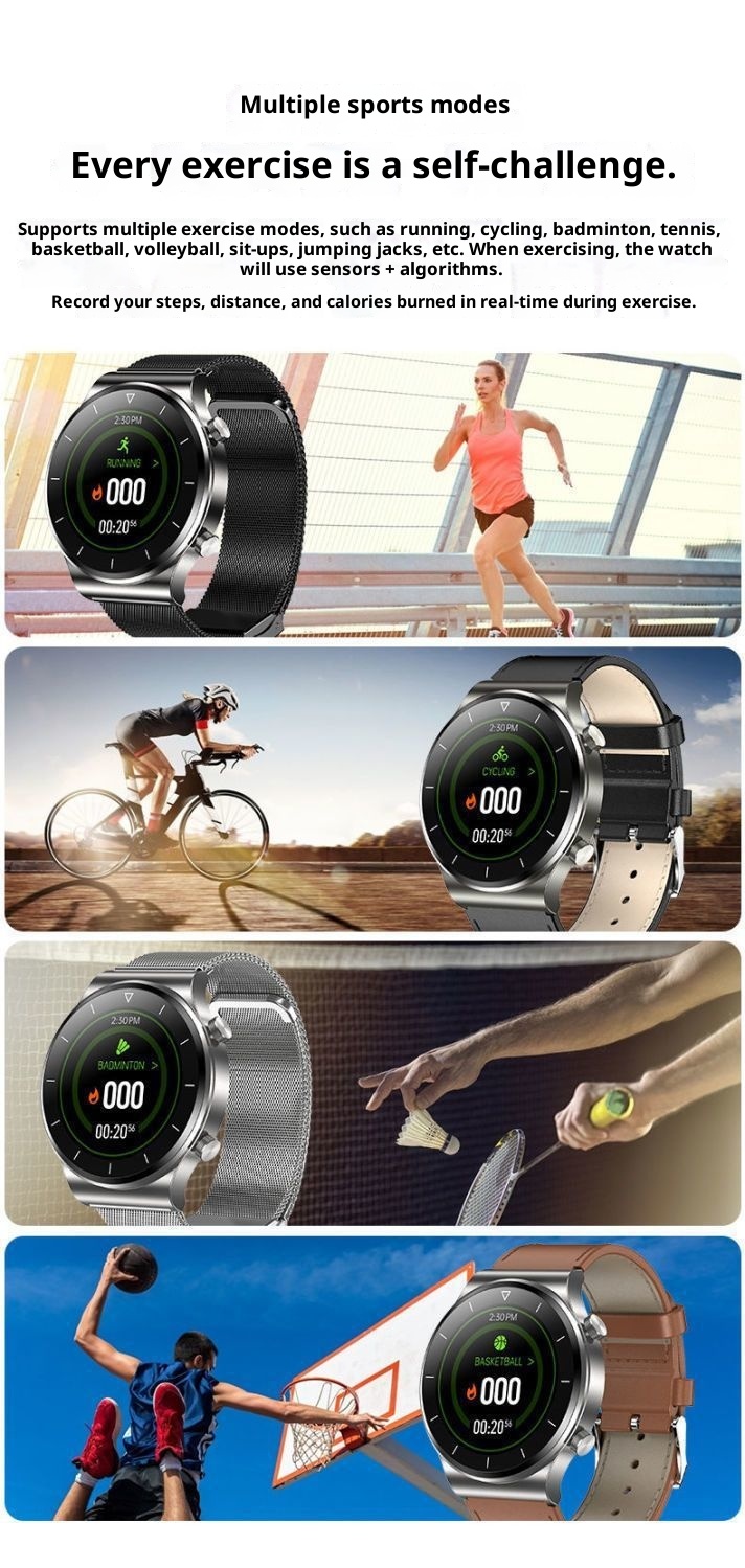 2024 Huaqiangbei Neue Smartwatch für Herren mit 4 Sportarmbändern, Blutdruck- und Herzfrequenzmessung, wasserdicht und Bluetooth_voghion.com