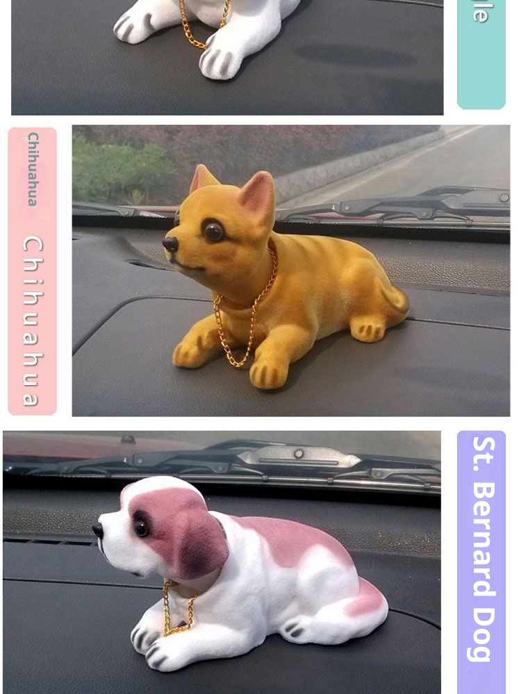 Free Shipping Ornaments Car Shaking Head Dog Small Figurine Wealth-Attracting Cute Creative Internet Celebrity Beautiful_voghion.com
