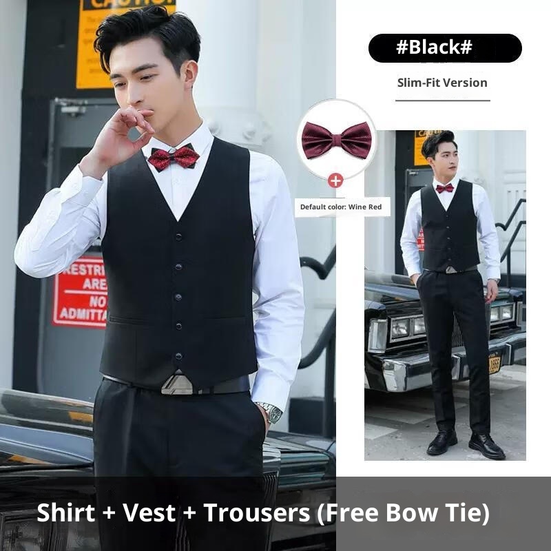 Dreiteiliges Bräutigam-Set „Qianhong“ für Jungen, bestehend aus Weste und Hose, ideal für Trauzeugen und Bräutigame, für die Hochzeit_voghion.com