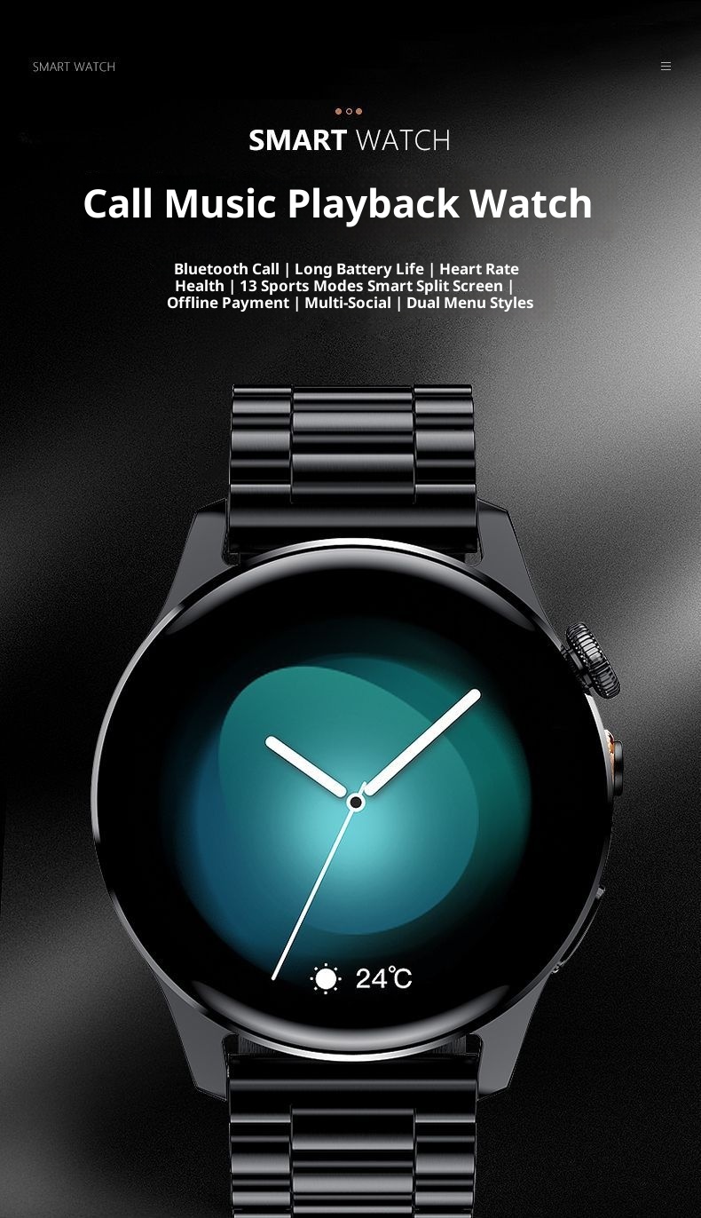 Smart Wach Uomini e donne Blueooh Chiama Tecnologia nera Trasmette Ascolta Rae Misurazione della pressione sanguigna Sport_voghion.com