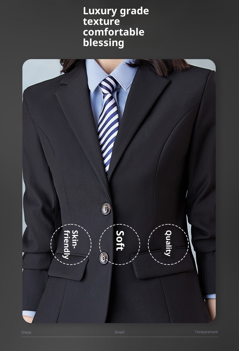 Costume professionnel unisexe pour garçon, vêtements de travail, bleu marine, manches longues._voghion.com