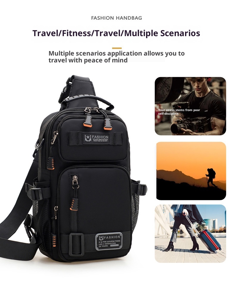 001 New Crossbody Men, Multifunctional Outdoor Chest Bag, Large Capacity, Durable, Personalized Single Shoulder For Work And_voghion.com