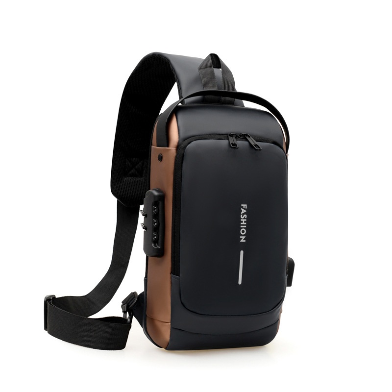 001 Tek Omuzlu Çapraz Askılı Spor Sırt Çantası Erkek Göğüs Şifreli Kilitli Hırsızlığa Karşı Bisiklet Günlük Açık Hava Koşu Çantası_voghion.com