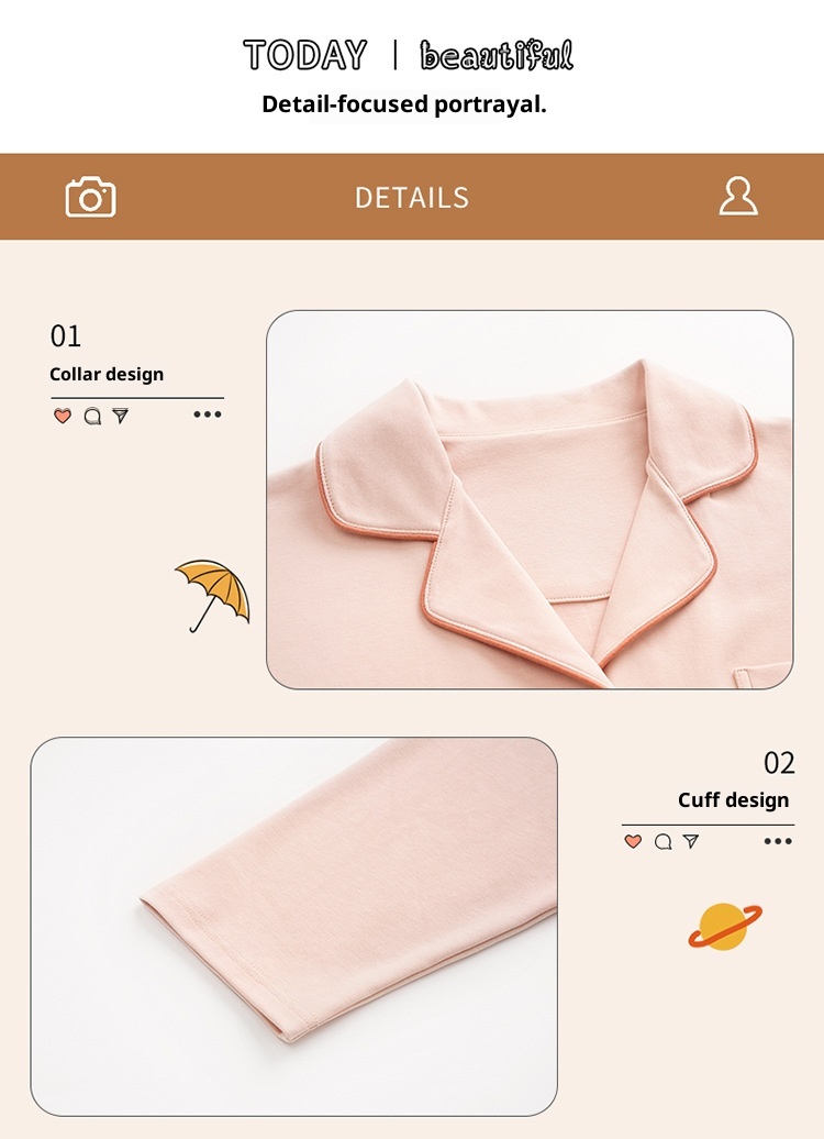 Pigiama da donna in tinta unita ChicShe in cotone autunno 2025, nuovo cardigan primaverile, manica lunga, stile celebrità di Internet, set da casa_voghion.com