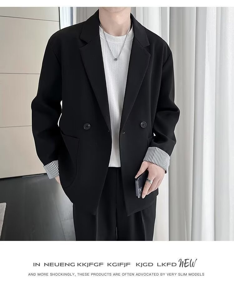 Vestito da uomo primavera autunno, abito casual chiaro e bello, top versatile in tinta unita, alla moda e ampio_voghion.com