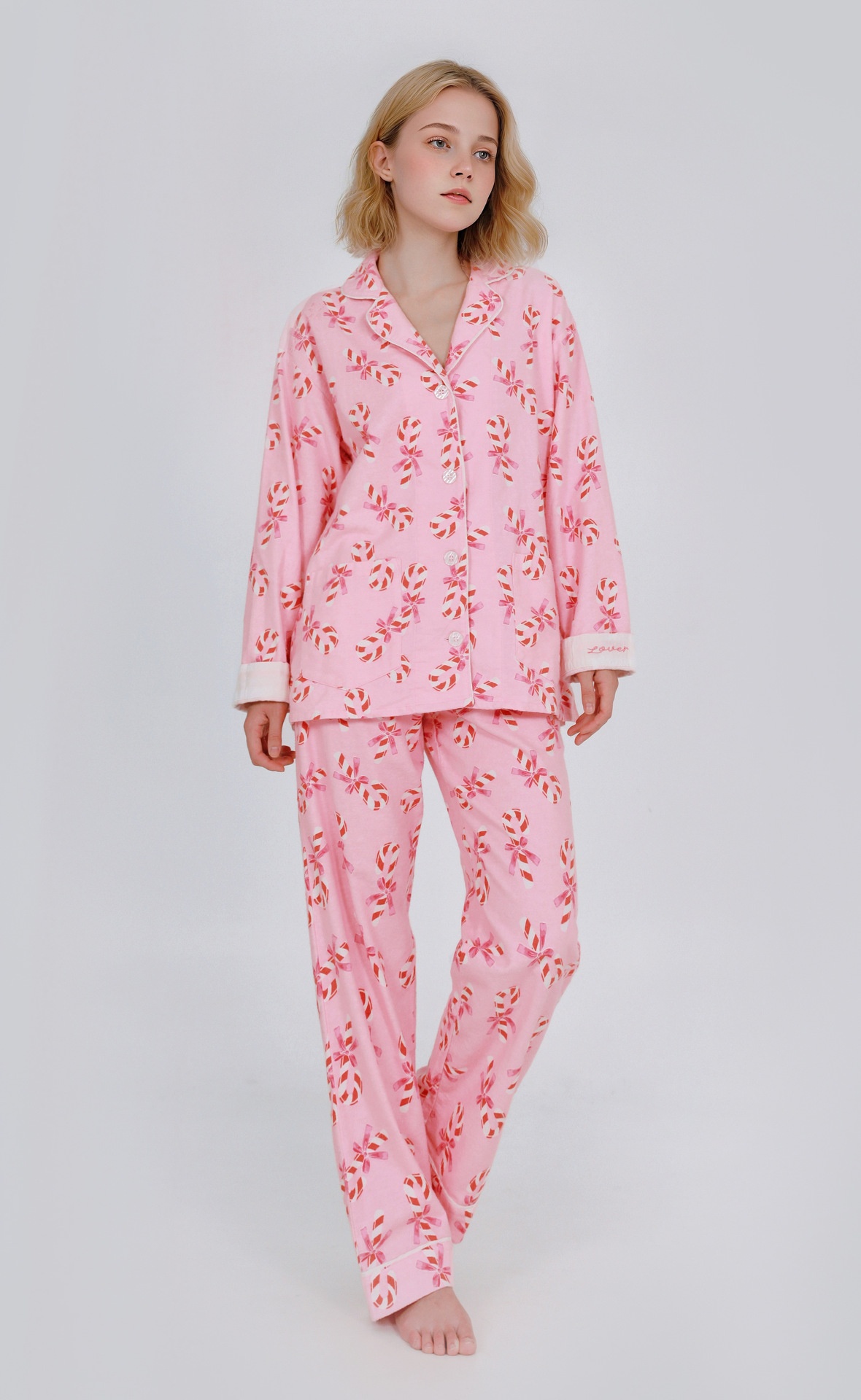 ChicShe P.J.Sawage Pigiama caldo e spesso in cotone spazzolato per donna, autunno inverno, pigiama premaman in morbido cotone_voghion.com