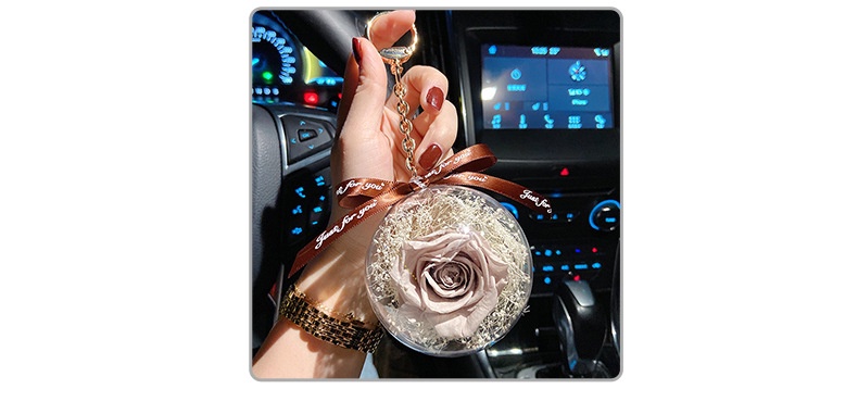 Portachiavi creativo con fiore eterno, in acrilico, con palla di rosa, regalo di festa per la moglie, decorazione per interni auto_voghion.com
