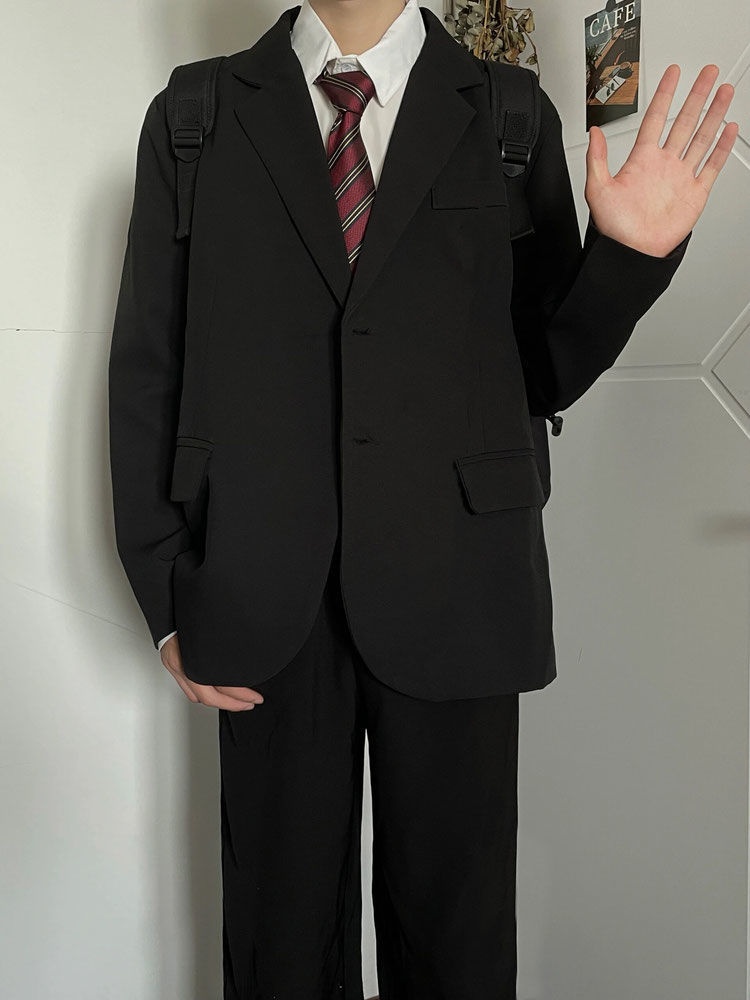 ragazzo stile giapponese college uomo uniforme DK vestibilità ampia bello studente scuola JK primavera autunno cravatta giacca abito_voghion.com