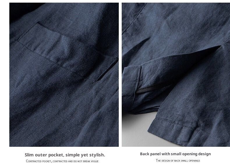 boy 2025 Set For Men Sun Protection Loose Fit Jacket Cotton Linen Casual Suit Summer_voghion.com