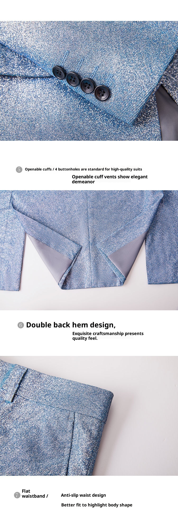 ragazzo 2022 Nuovo costume da spettacolo in stile coreano da uomo, abito da palcoscenico blu, set da due pezzi, abiti da uomo_voghion.com