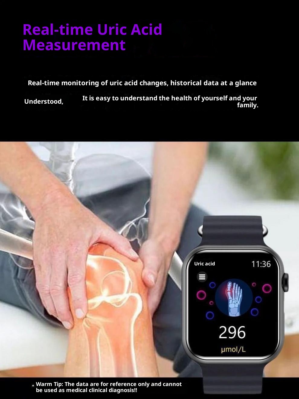 2025 New Smart Watch Accurate Sugar Lipids Blood Pressure Uric Acid Heart Rate Sleep Monitoring Suitable For Elderly_voghion.com