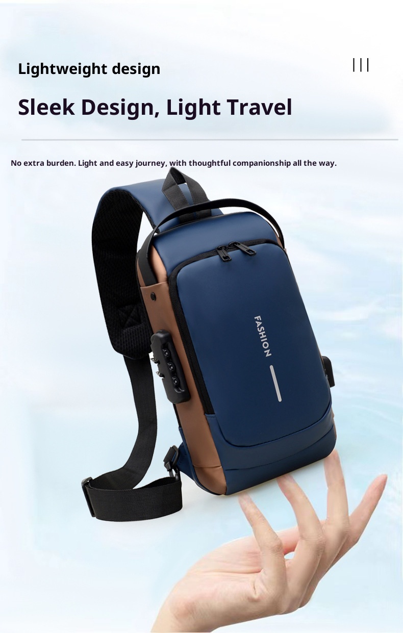 001 Tek Omuzlu Çapraz Askılı Spor Sırt Çantası Erkek Göğüs Şifreli Kilitli Hırsızlığa Karşı Bisiklet Günlük Açık Hava Koşu Çantası_voghion.com