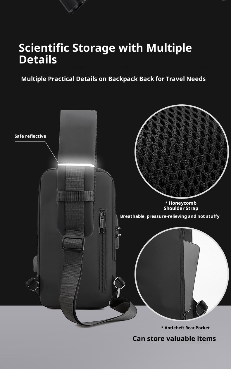 001 Crossbody For Men, High-End Waist Password Lock, Men's Chest With USB Charging, Versatile Outdoor Travel Bag_voghion.com