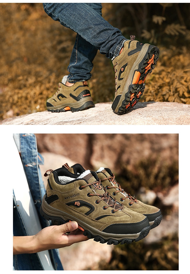 Scarpe da trekking basse da uomo ActiveGo Outdoor, calde, autunnali e invernali, antiscivolo, foderate in pile_voghion.com