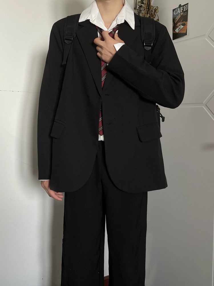 ragazzo stile giapponese college uomo uniforme DK vestibilità ampia bello studente scuola JK primavera autunno cravatta giacca abito_voghion.com