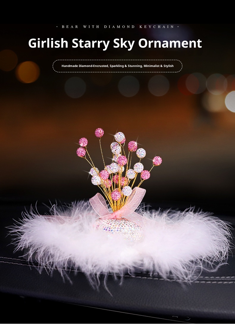 Ornamento per auto con strass per interni, creativo, con celebrità di Internet e cielo stellato, meteora montata sull'auto_voghion.com