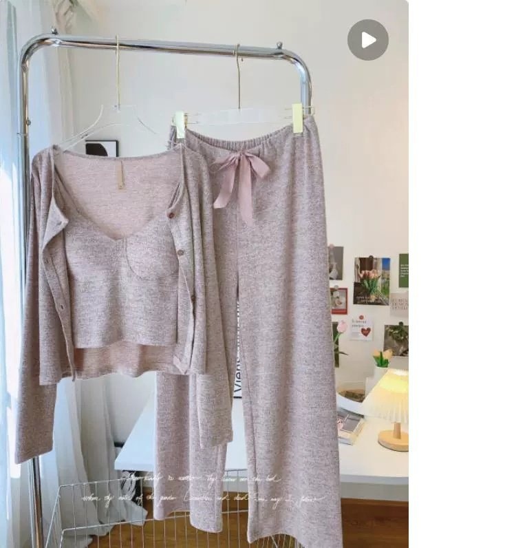 ChicShe Winter Japanese Style Sexy Pajamas For Women With Chest Pads, Spring Autumn Women's 2025 New Three-Piece Set Homewear_voghion.com