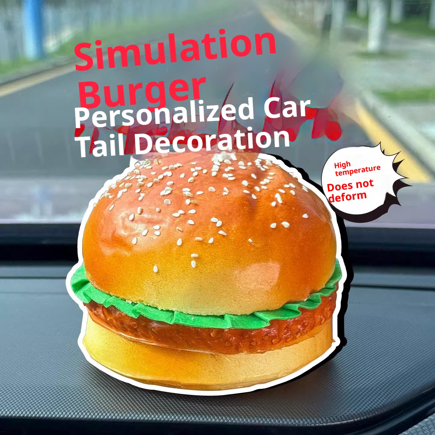 Decorazione della coda dell'auto Simulazione creativa Hamburger Moto elettrica Interno Bagagliaio Tetto Esterno Personalizzato_voghion.com