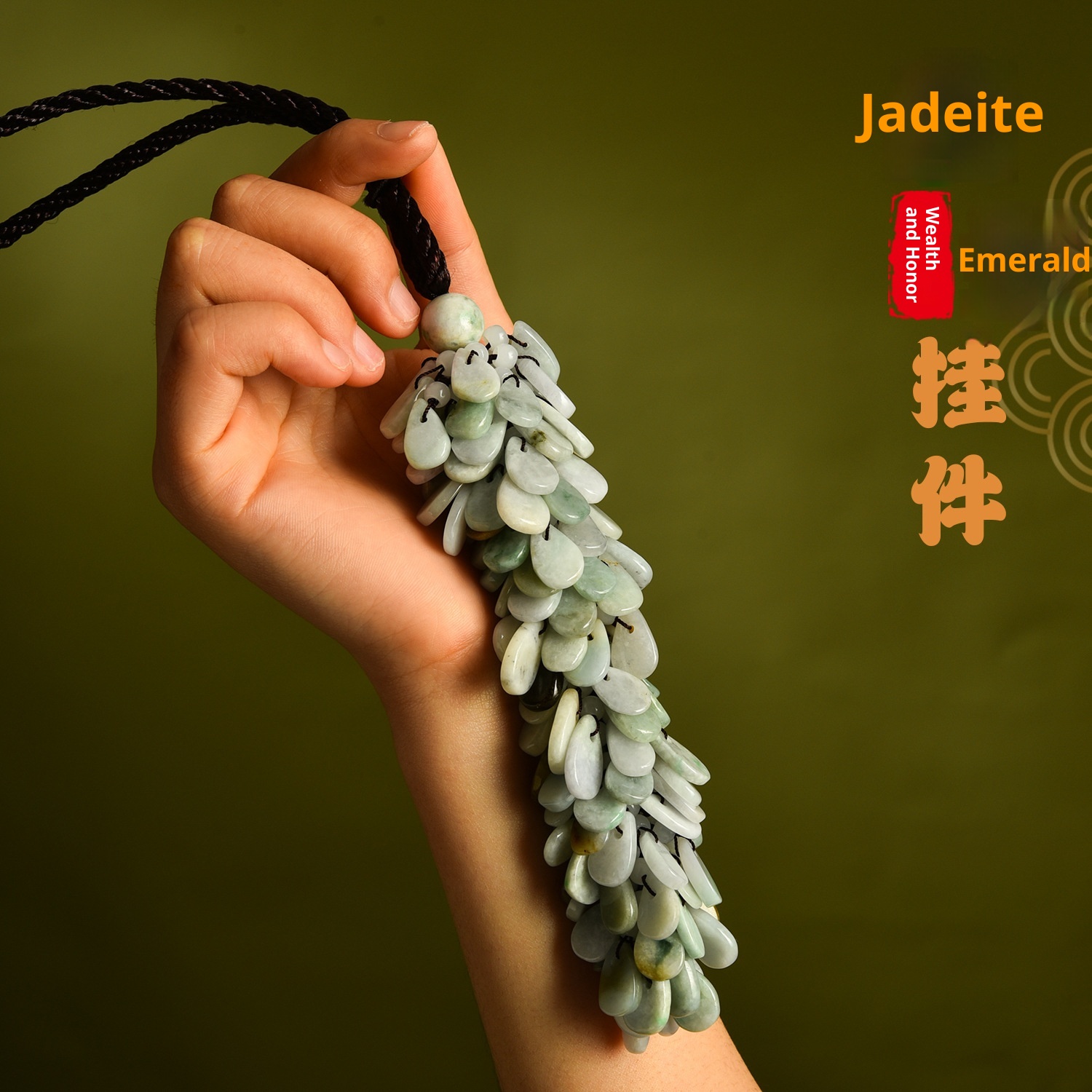 Ornement de rétroviseur en pierre naturelle, décoration intérieure, jade, à suspendre dans la voiture, cadeau artisanal GS013_voghion.com