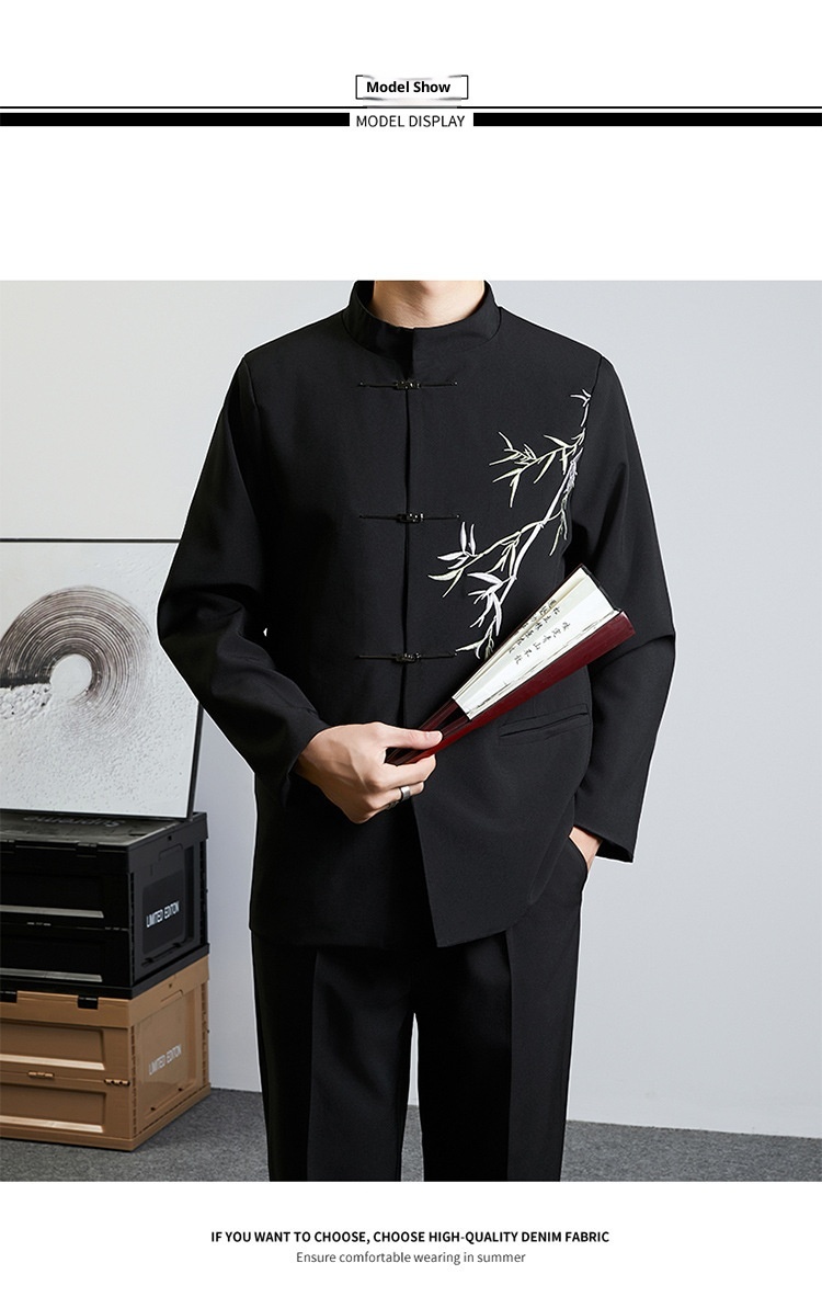 Herren-Anzug im Retro-Stil mit Stehkragen für Frühling und Herbst – ideal für Hochzeiten._voghion.com