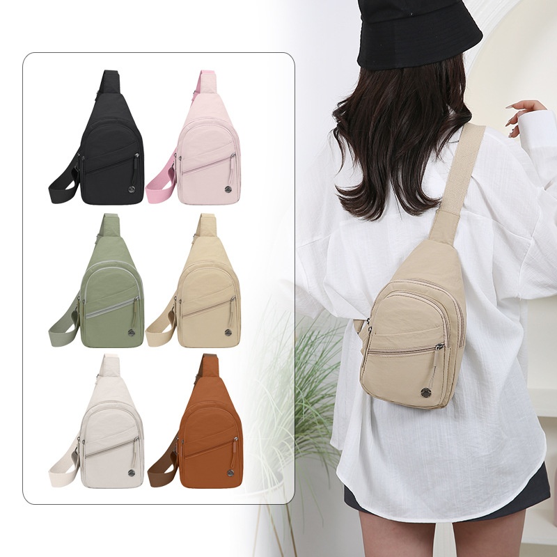 001 Japanese Style Simple Women's Chest Large Capacity Solid Color Casual Shoulder Multi-Compartment Versatile Outdoor_voghion.com
