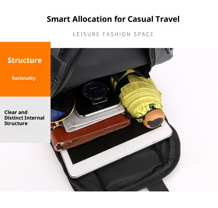 001 Solid Color Oxford Cloth Bag For Men, Single Shoulder Crossbody Business Casual Commuter Chest Bag, USB Backpack_voghion.com