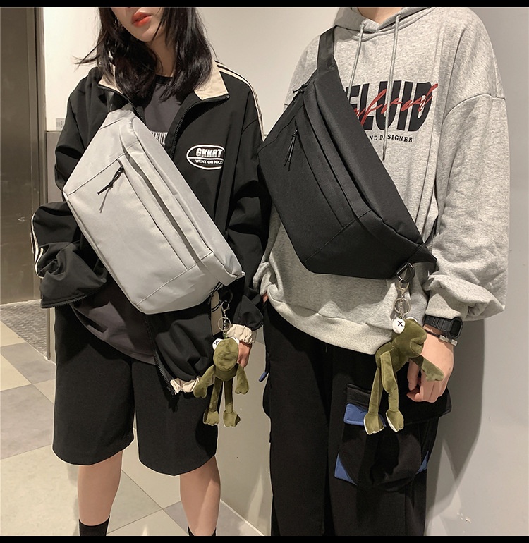 001 Kore Açık Hava Basit Çapraz Askılı Göğüs Büyük Kapasiteli Bel Seyahat Koşu Tek Omuz Çantası Unisex Çift Stili_voghion.com