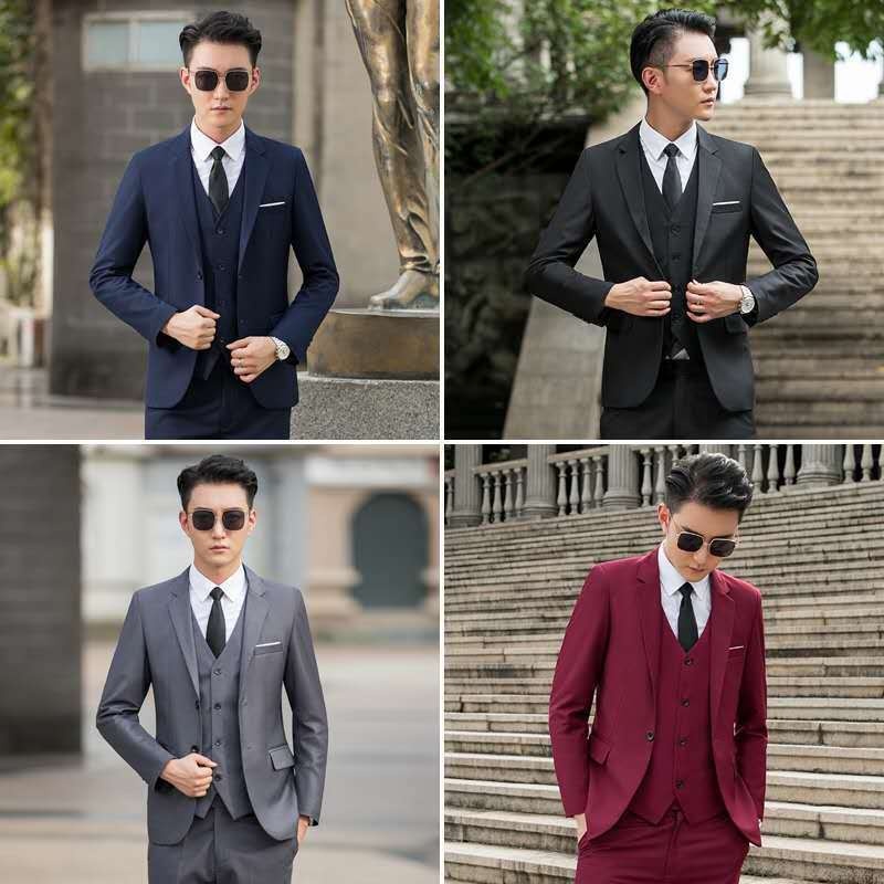 Costume trois pièces pour homme, style coréen décontracté, veste, gilet et pantalon, collection 2025._voghion.com
