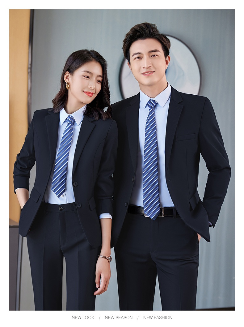 Costume professionnel unisexe pour garçon, vêtements de travail, bleu marine, manches longues._voghion.com