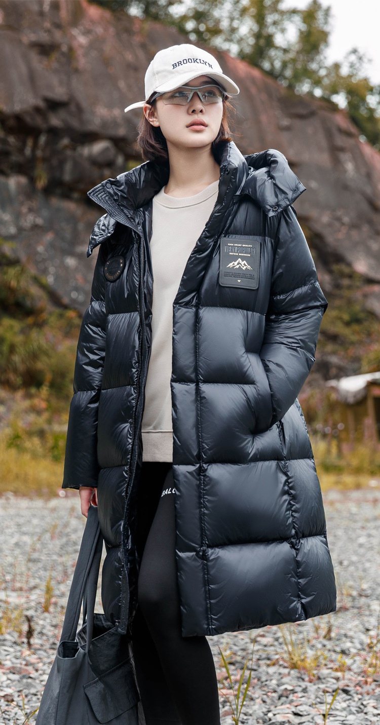 ChicShe Minus 40 Grad Nordosten Schwarz Gold Paar Daunenjacke Unisex Warm Kapuze Extrem Kalt Lang und Kurz Modischer Mantel_voghion.com