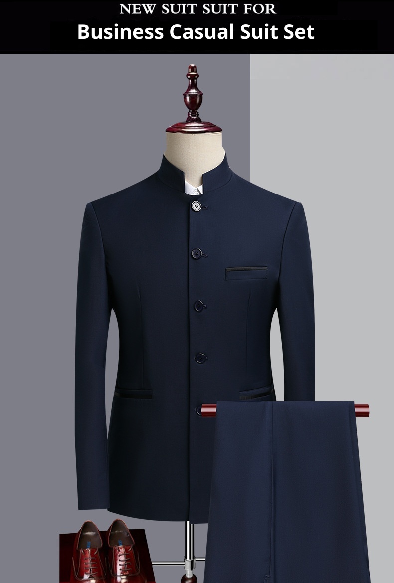 Ensemble de costume traditionnel pour garçon, tenue de cérémonie, col montant, coupe ajustée, style chinois, pour chorale, homme._voghion.com