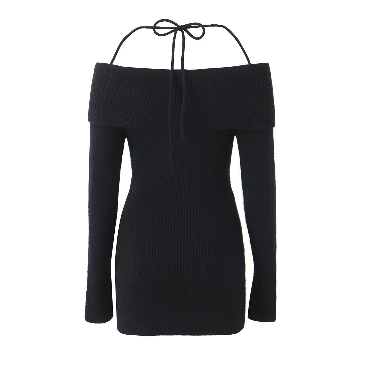 Robe moulante courte en maille à lacets, épaules dénudées et style européen et américain GraceChic, collection automne Pure Desire._voghion.com