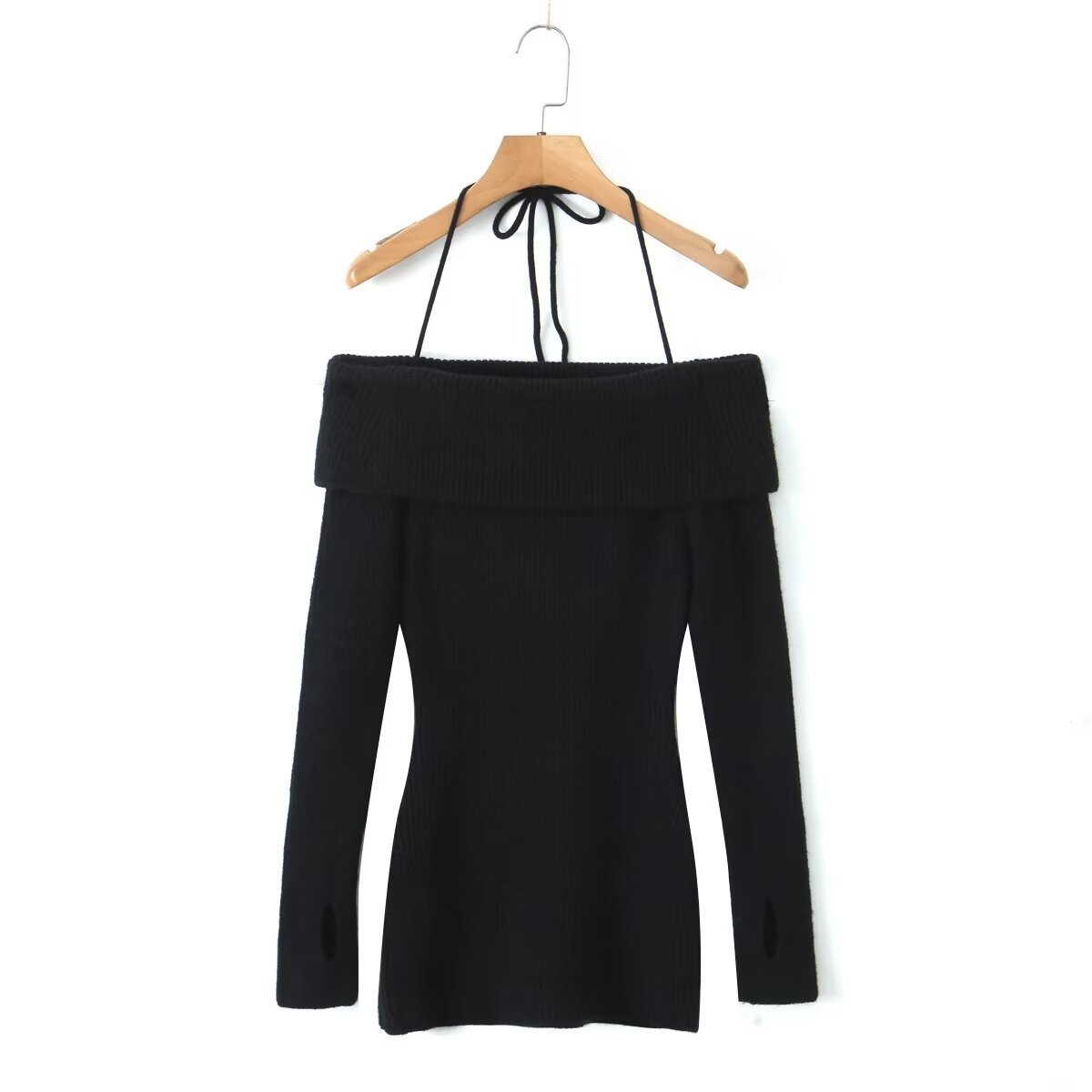 Robe moulante courte en maille à lacets, épaules dénudées et style européen et américain GraceChic, collection automne Pure Desire._voghion.com