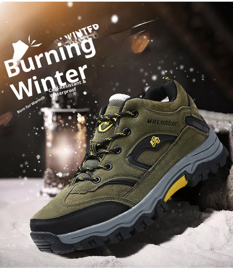 Scarpe da trekking basse da uomo ActiveGo Outdoor, calde, autunnali e invernali, antiscivolo, foderate in pile_voghion.com