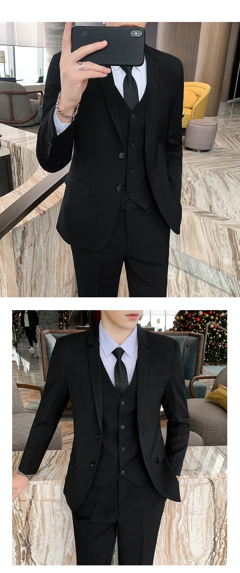 Ensemble garçon d'honneur, costume complet, infroissable, coupe ajustée, costume de mariage neuf pour marié, costume professionnel décontracté et formel pour petite taille._voghion.com