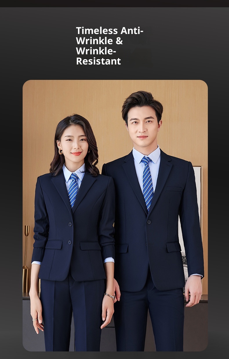 Costume professionnel unisexe pour garçon, vêtements de travail, bleu marine, manches longues._voghion.com