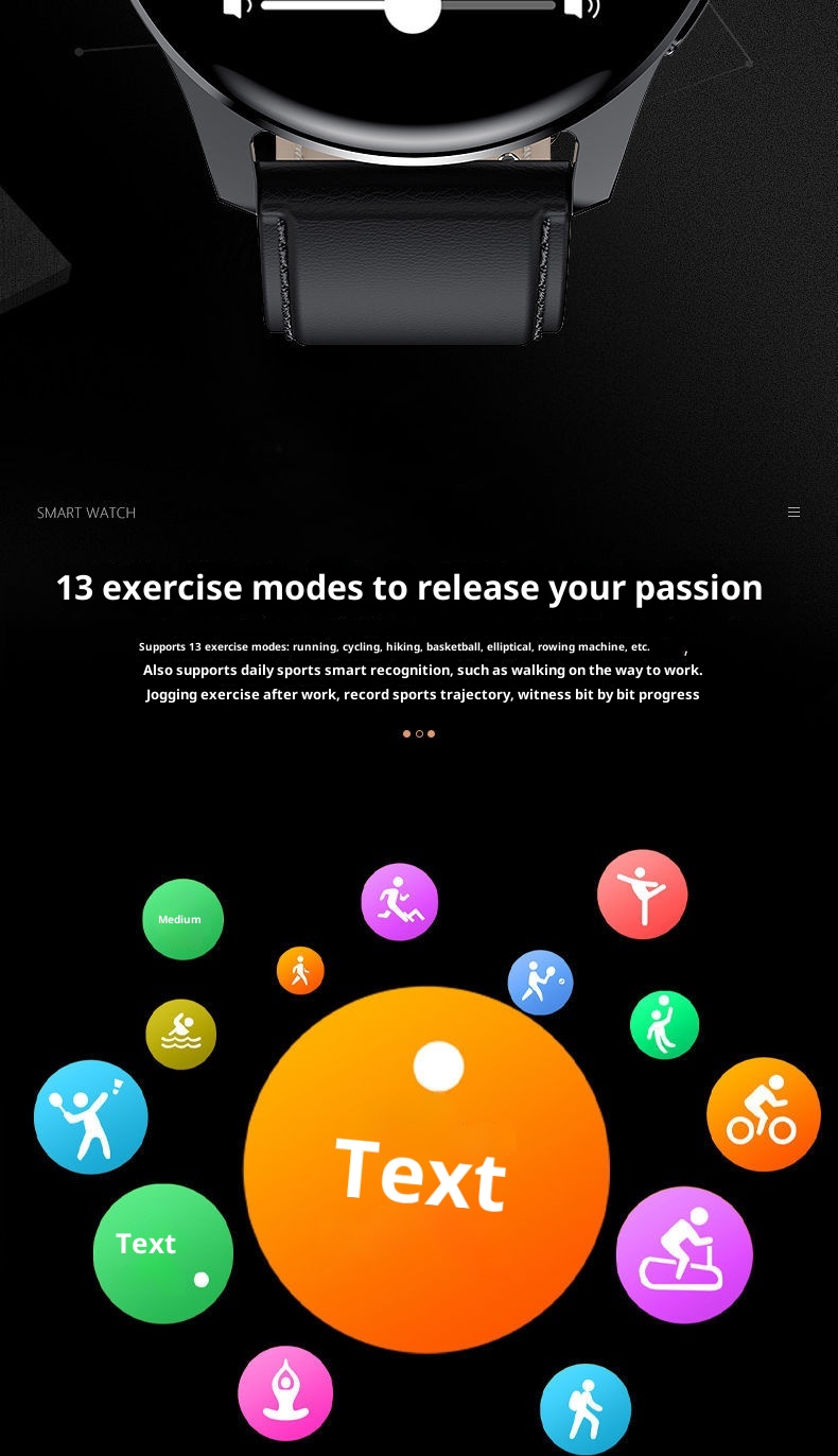 Smart Wach Uomini e donne Blueooh Chiama Tecnologia nera Trasmette Ascolta Rae Misurazione della pressione sanguigna Sport_voghion.com